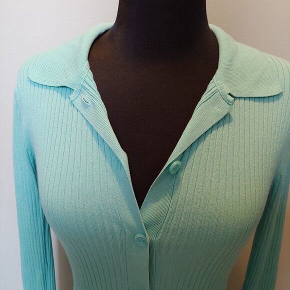 Zara Teal Bodycon Long Sleeve Dress - Picture 3 of 4